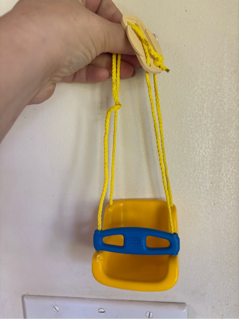 Vintage toy Yellow & Blue doll Swing Seat with Safety Bar